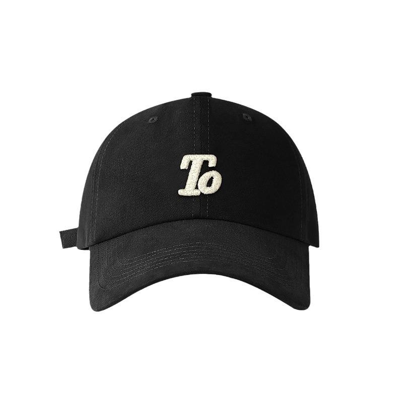 Letter Embroidered Baseball Cap for Women, Autumn and Winter High-Quality Brushed Fabric, Large Head Circumference Duckbill Cap, Versatile Sun Hat