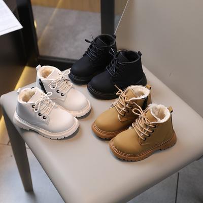 Meninos Meninas Casual Confortável Simples Design de Zíper Lateral Antiderrapante Botas Curtas Botas de Couro