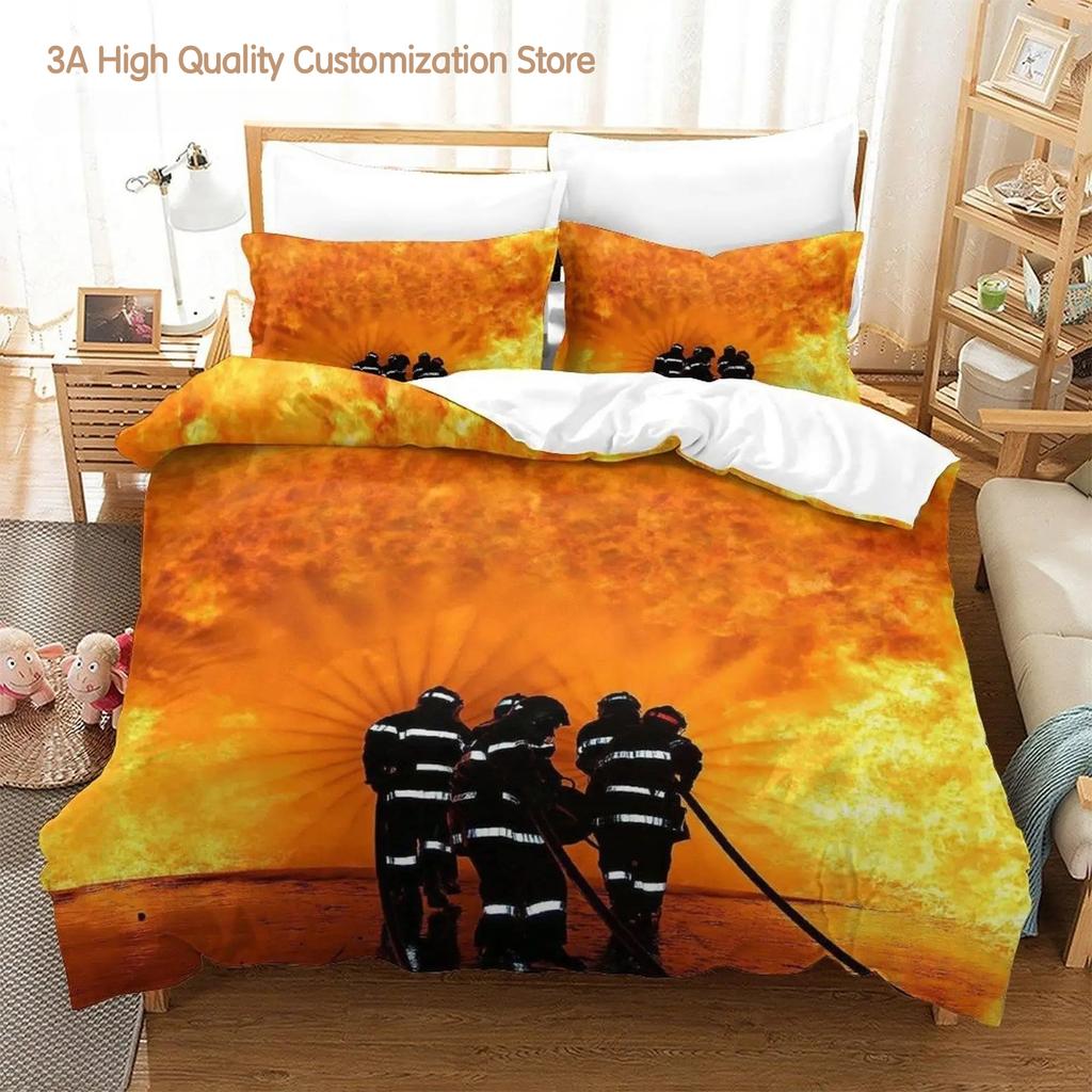 New Firefighter Rescue Bedding Set Single Twin Full Queen King Size Bed Set Aldult Boys Bedroom Duvetcover Set 3D Bed Sheet Set