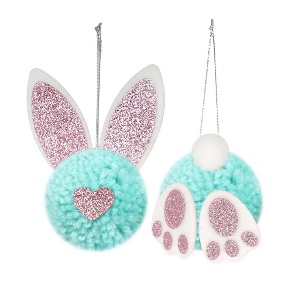 Easter Gift Bag Kids Easter Gift Holder Easter Bunny Hanging Ornament with Glitter Ears Plush Rabbit Decorations for Spring