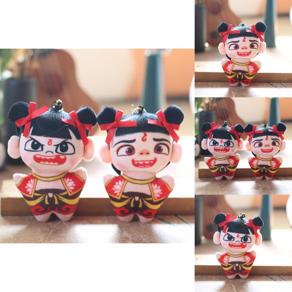 Plush Stuffed Toy Keychain Backpack Charm Soft Fiber Cotton Doll Cute Nezha Figure Gift For Kids
