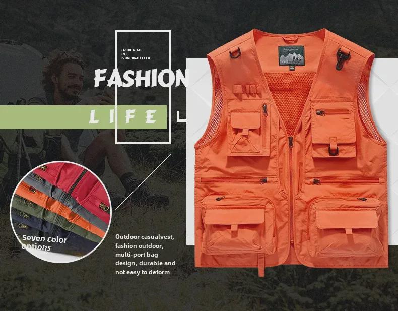 Vestă casual pentru bărbați pentru pescuit și fotografie cu buzunare multiple pentru primăvară și toamnă