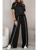 2026 Women's Round Neck Ribbed Casual Hoodie and Pants Set