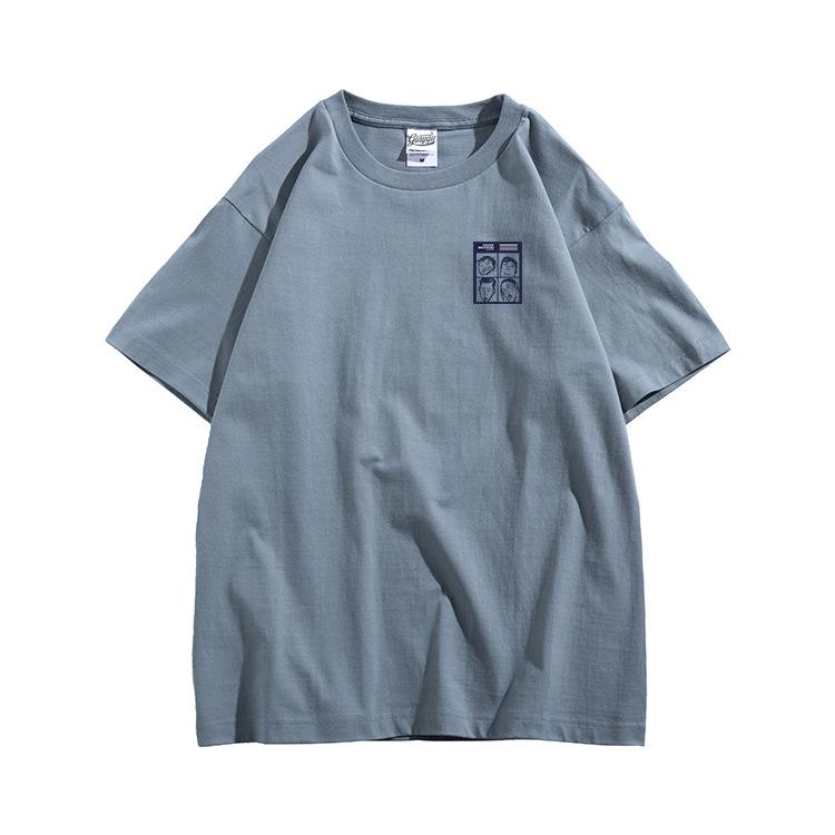 Men's Trendy Little Man Print Japanese T-Shirt - Pure Cotton, Short Sleeve, Loose Fit, Crew Neck