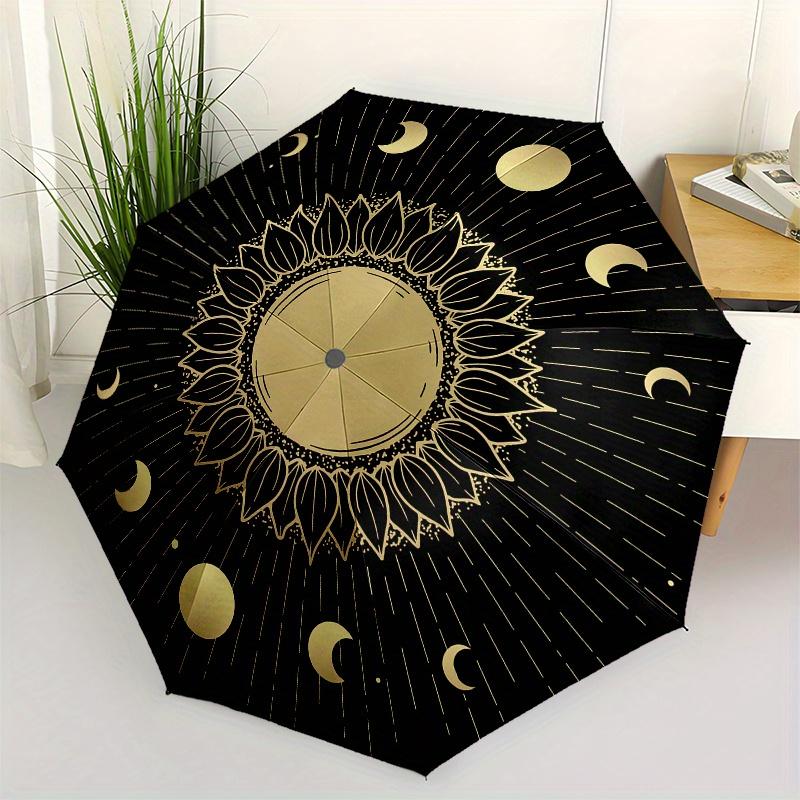 

Golden Sunflower with Moon Phases Circular Wall Art DecorUmbrella, Portable 3-Fold Umbrella for Men & Women,Christmas Gift ES89
