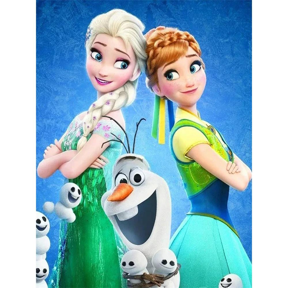 

Disney 5D DIY Diamond Painting Decorations Elsa and Anna Family Illustrations Diamond Embroidery and Rhinestone Cross Stitch Set Handmade Round 20x30cm