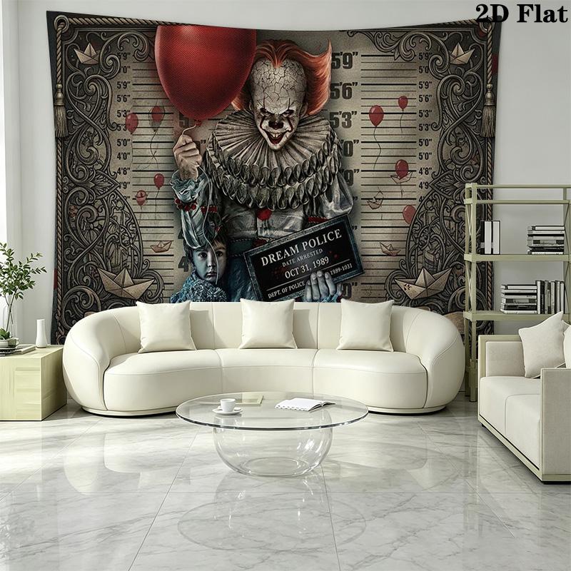 It Clown Wall Tapestry Aesthetic Wall Hanging Printed Fabric Blanket Decorative Tapestries for Bedroom Living Room Home Decor