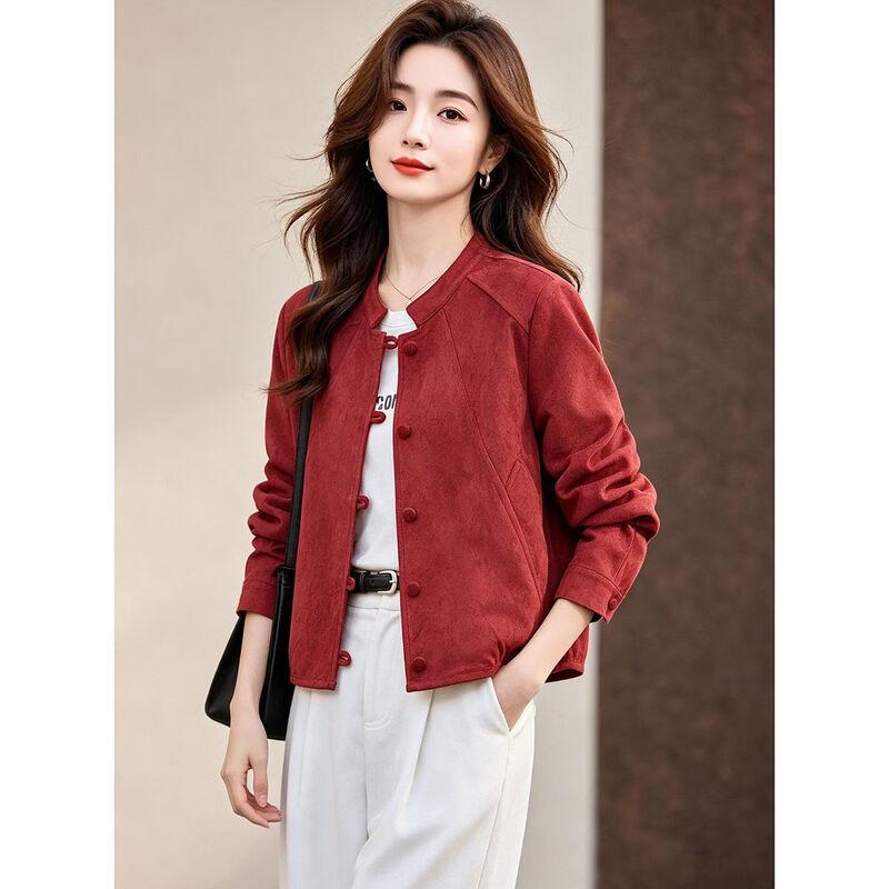 D.F.DEAR Women's Stand-Collar Single-Breasted Long-Sleeve Jacket