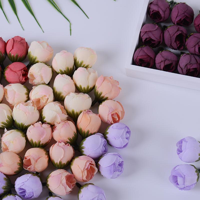 20Pcs 3cm Silk Roses Artificial Flowers Home Decor Summer Wedding Decoration Fake Flowers Bride Carfts Wreath Gifts Accessories