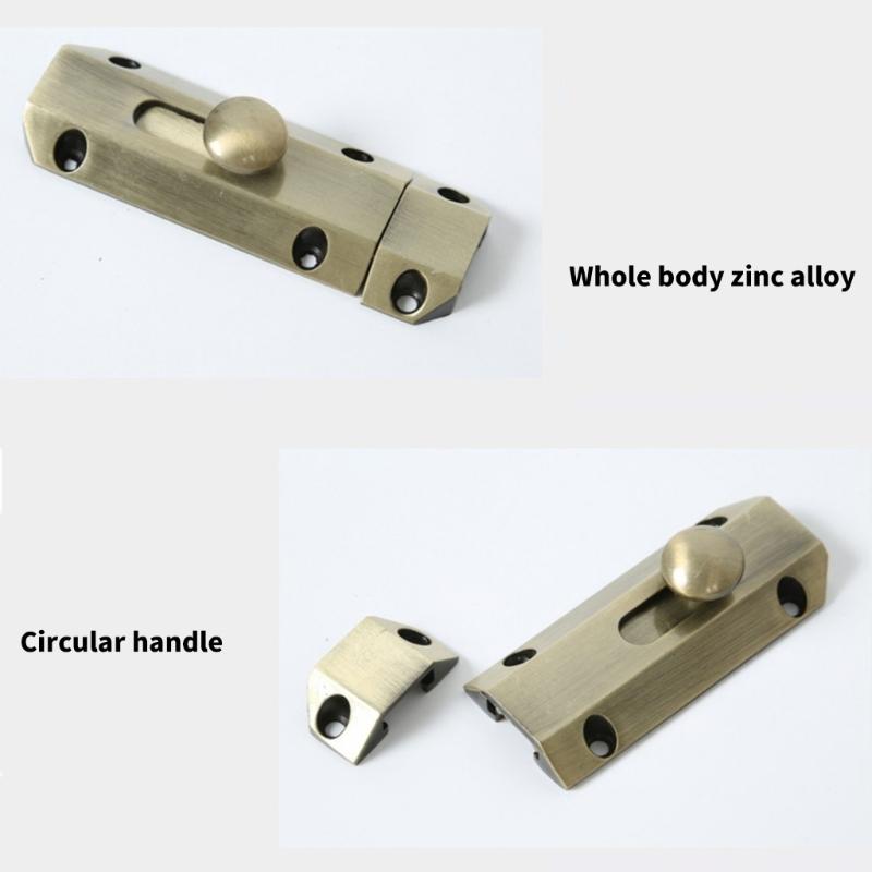 Round Knob Manual Door Bolt Lock Metal Hardware Thick Metal Slide Door Bolt for Interior Door Cabinet Door Wooden Door and Divider Placement