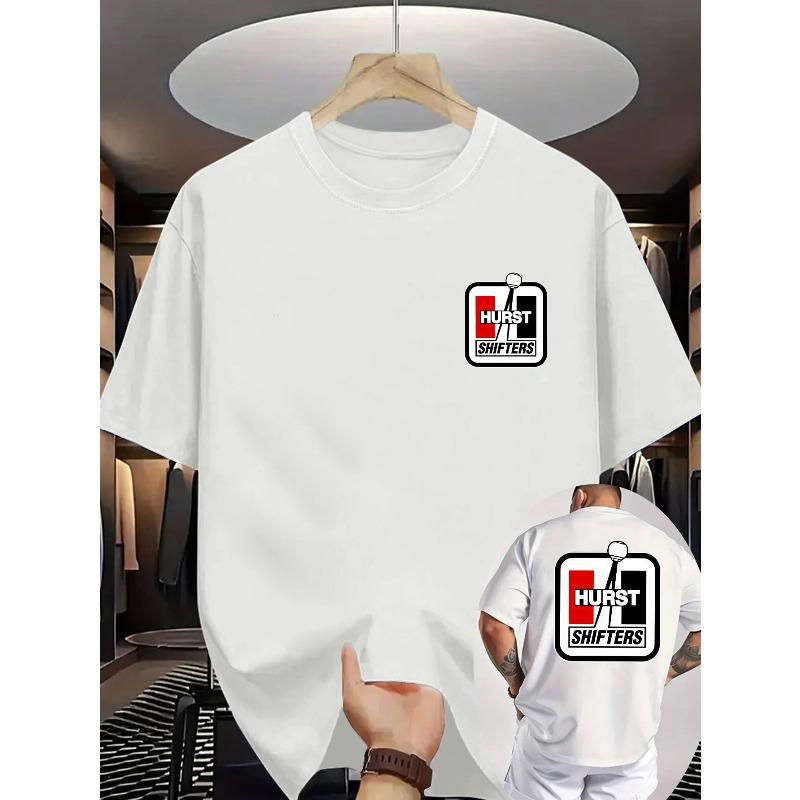 Men'S Graphic T-Shirt - Black Car Back Design with Hurst Shifters Logo , Events And Daily Summer Wear,Material Impregnable Casual Shirt
