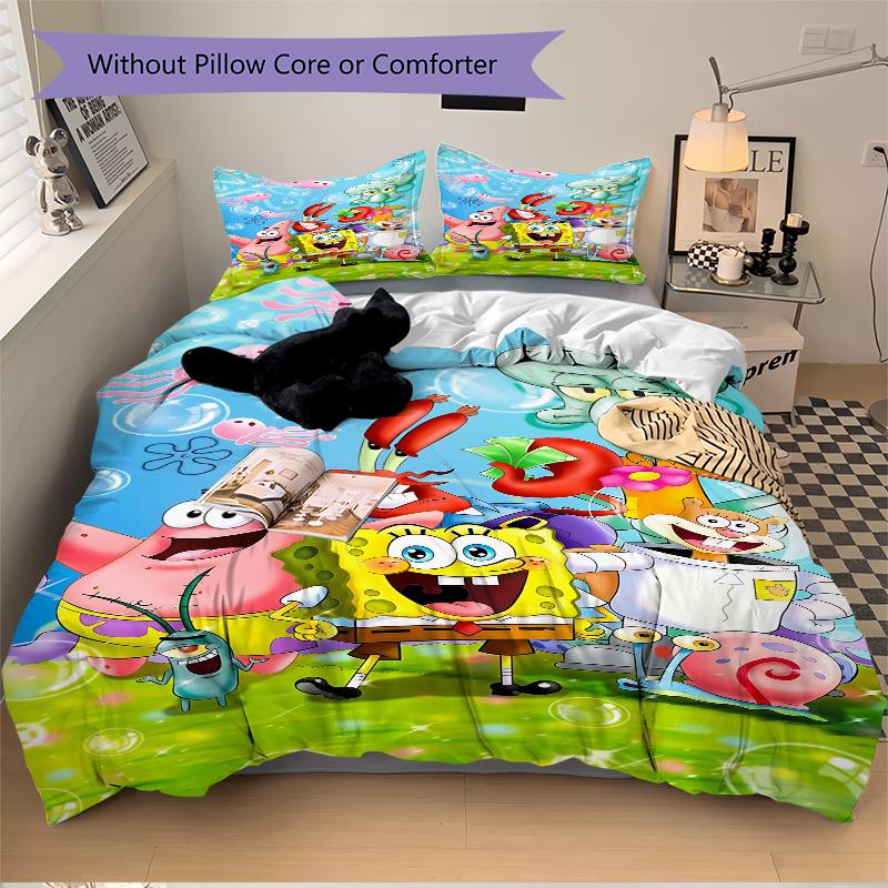 3Pcs Spongebob Friends Adventure Bedding Sets For All Sizes New 3D Printed Bed Cover Comforter Duvet Cover Pillowcase Bedroom Decoration