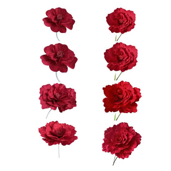 Large Artificial Peony Realistic Giant Fake Silk Flower Head with Stem Home Office Wedding Party Floral Arrangement Decoration