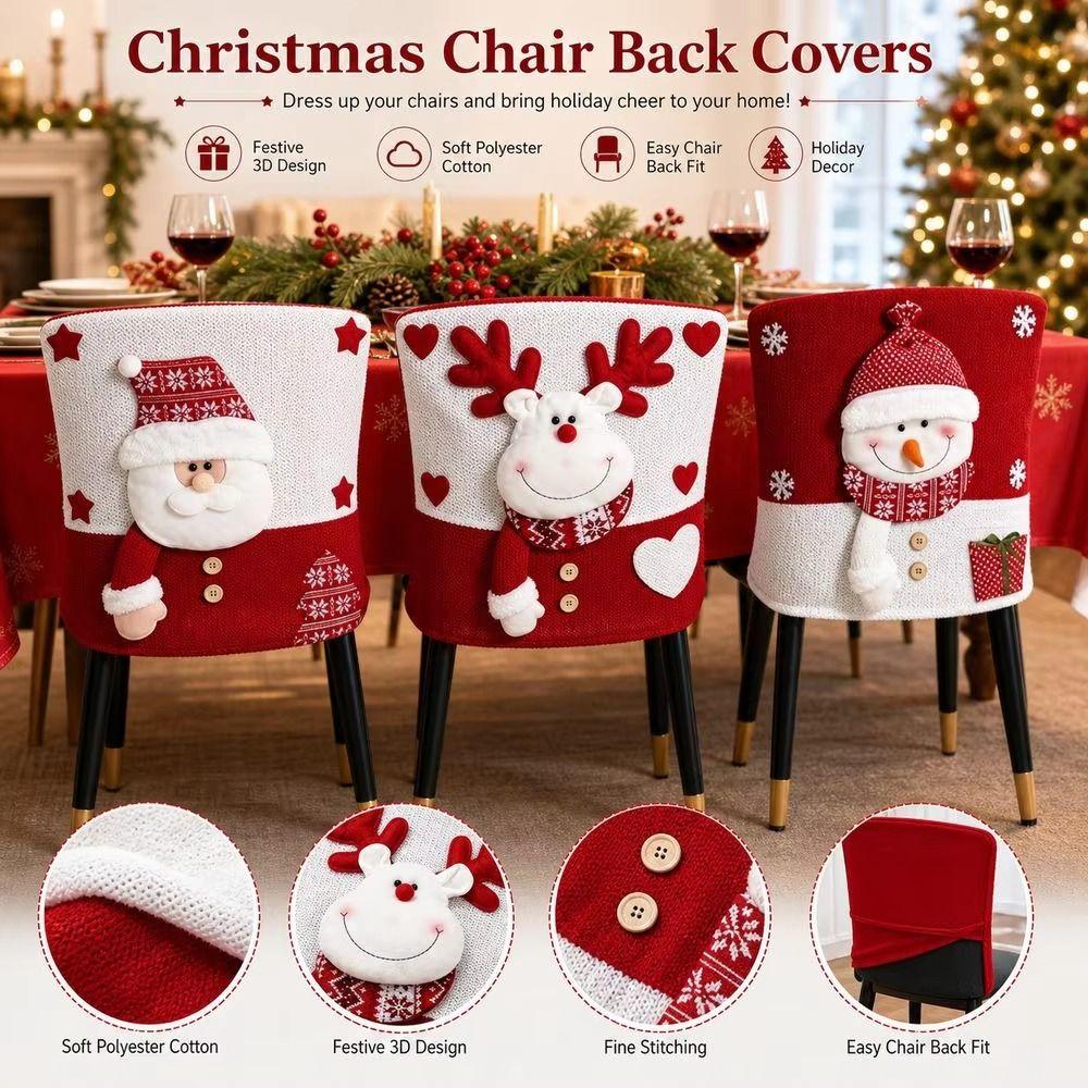 Cartoon Christmas Chair Covers Snowman Plush Stool Covers  Holiday Party