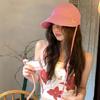 Wide Brim Striped Peaked Cap Drawstring Women Sun Hat Foldable Sunscreen Baseball Hat  Sports