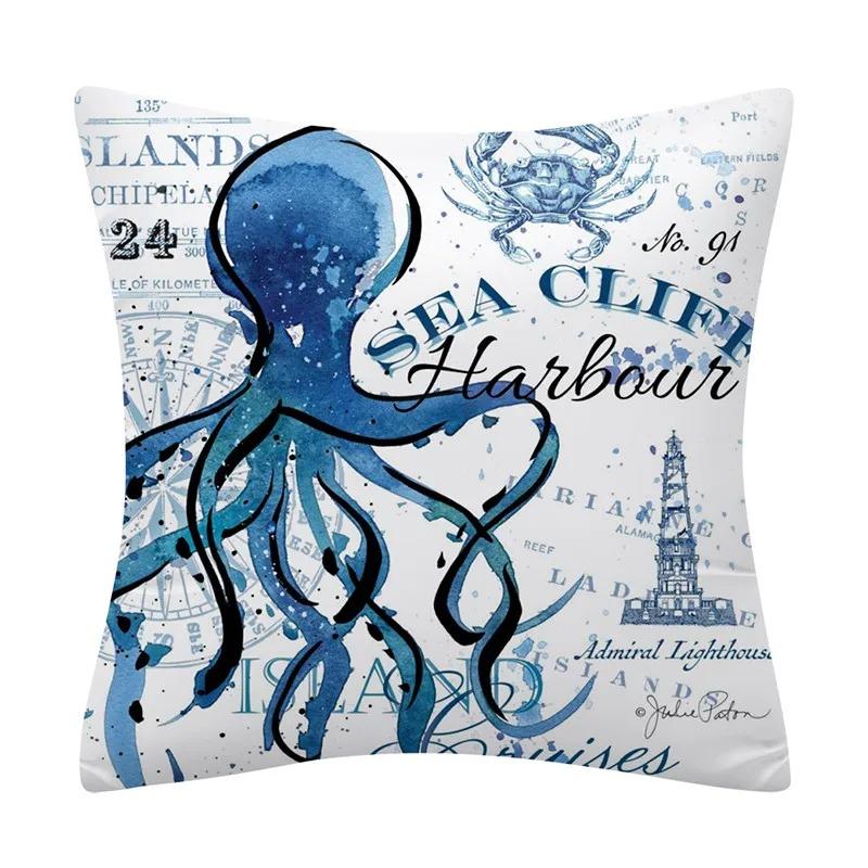 Dekoracyjna poszewka na poduszkę ze zwierzętami morskimi Poduszka na sofę Skorupa żółwia morskiego Poduszka Dekoracyjna poszewka na poduszkę do domu