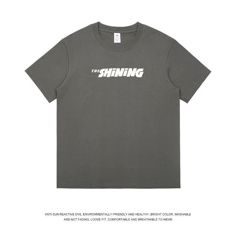 Casual Short-Sleeved T-shirt Boys Heavy Cotton Minimalist Design Letter Printing T-shirt Top Female Summer