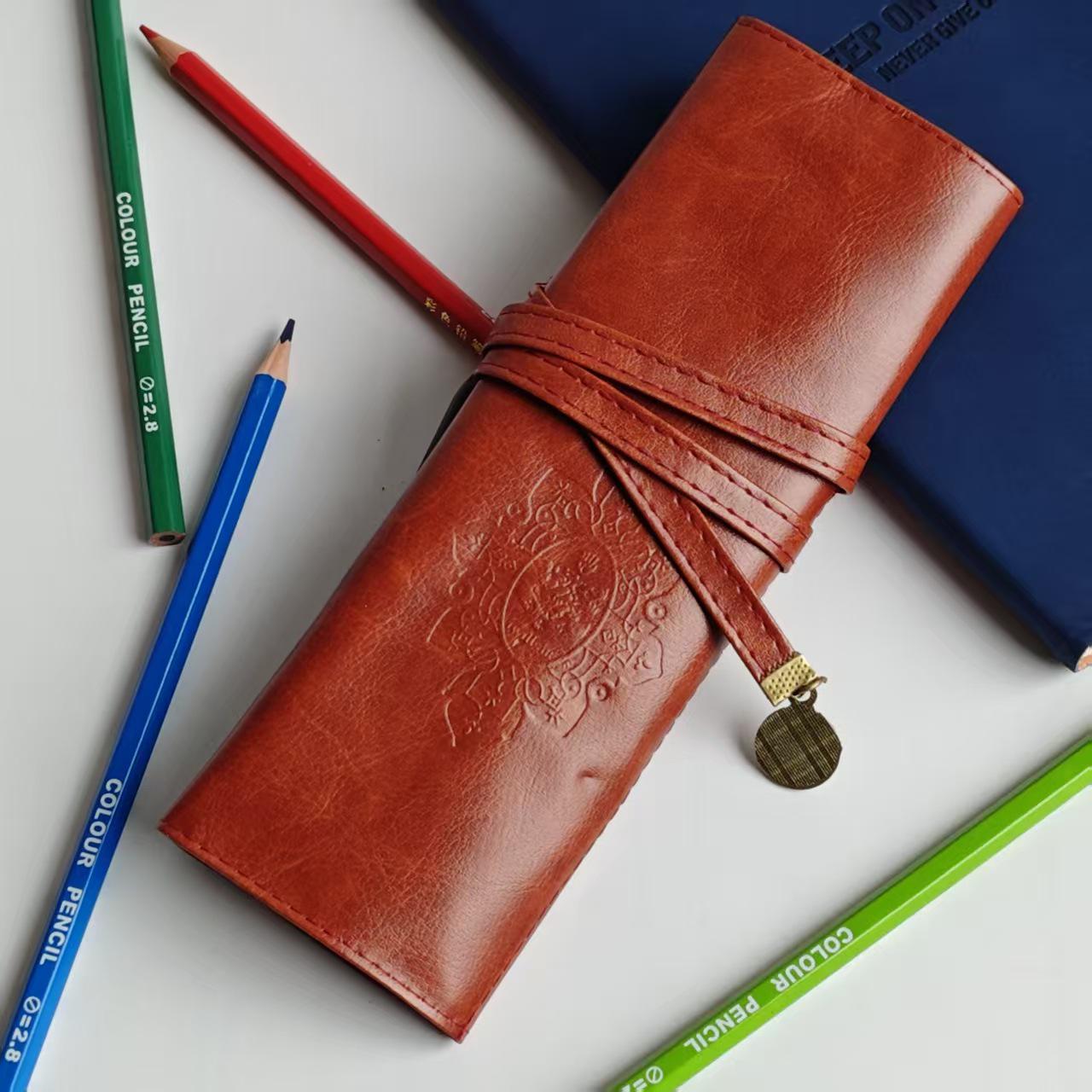 

Ретро кошелек-пенал из кожи Twilight - Большая вместимость для студентов и художников.