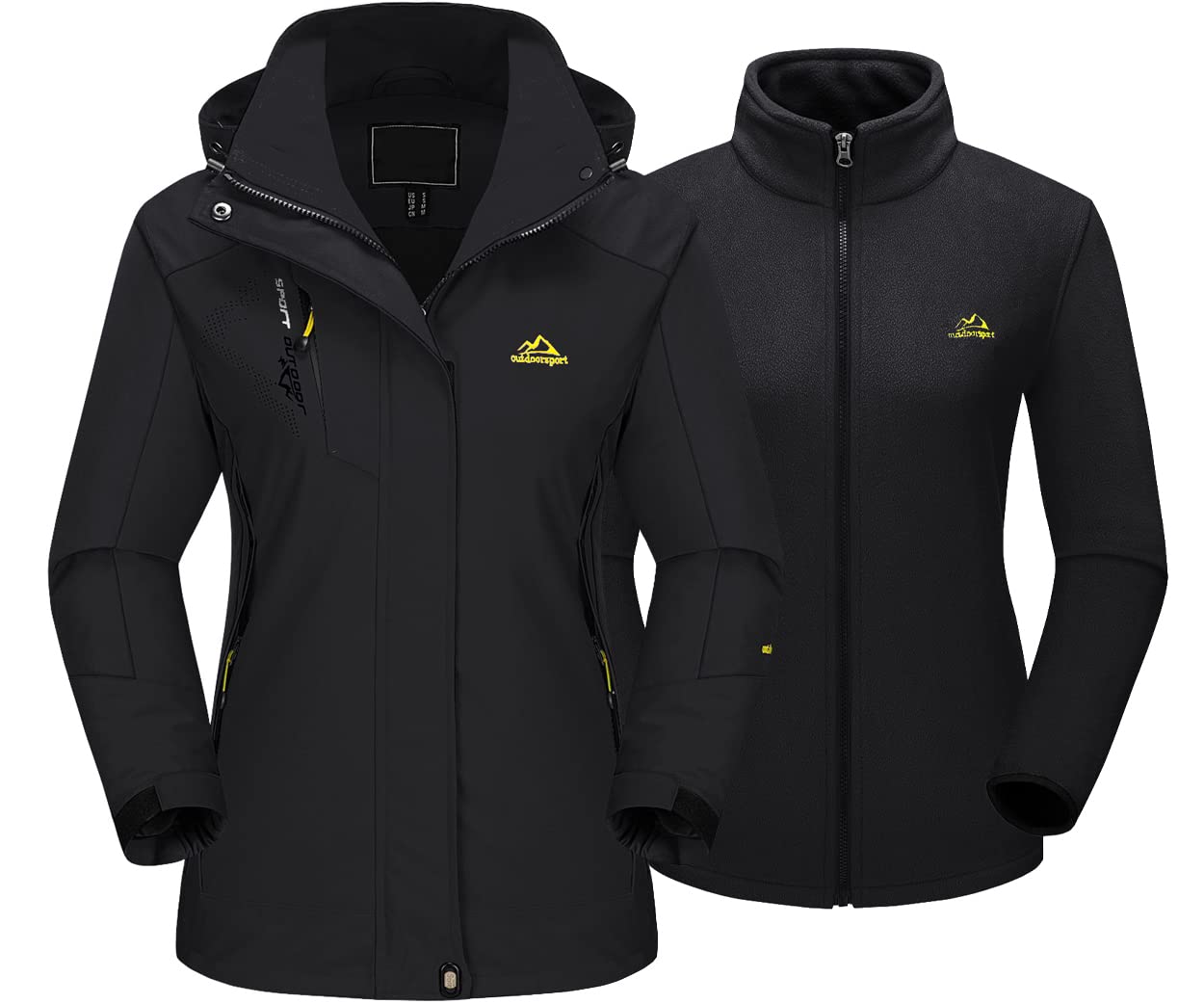 

TACVASEN Многофункциональная водонепроницаемая зимняя куртка размера M с флисовой подкладкой для женщин, черная, чёрный