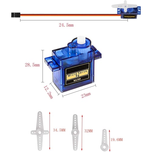 YFFSFDC 4pcs SG90 9g Micro Servo Motors 180 Control for RC Robots, Helicopters, Airplanes, Cars, Boats, and Robots with Cables for DIY Electronics, D
