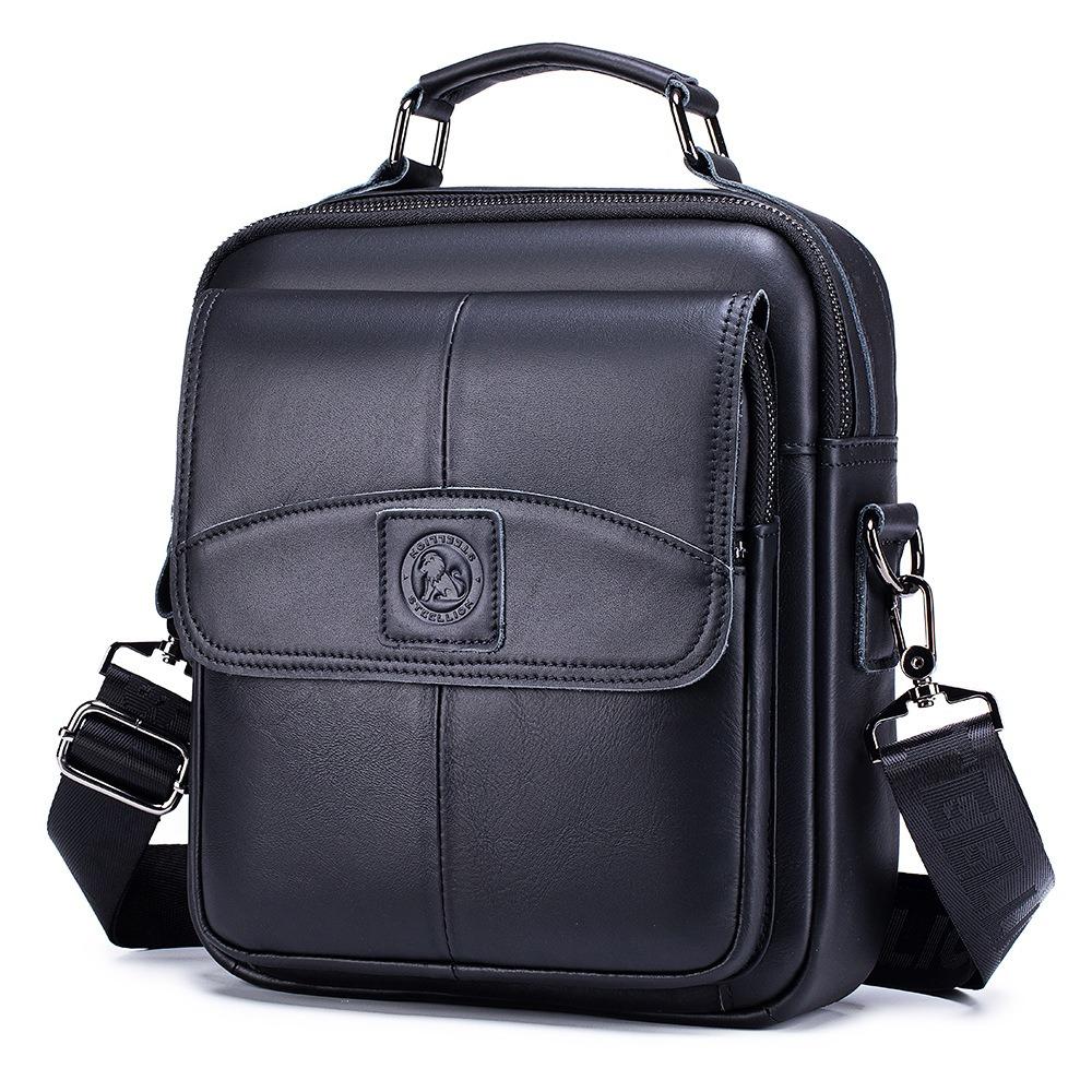 Men Genuine Leather Crossbody Backpack for Business and Commuting, Large Capacity