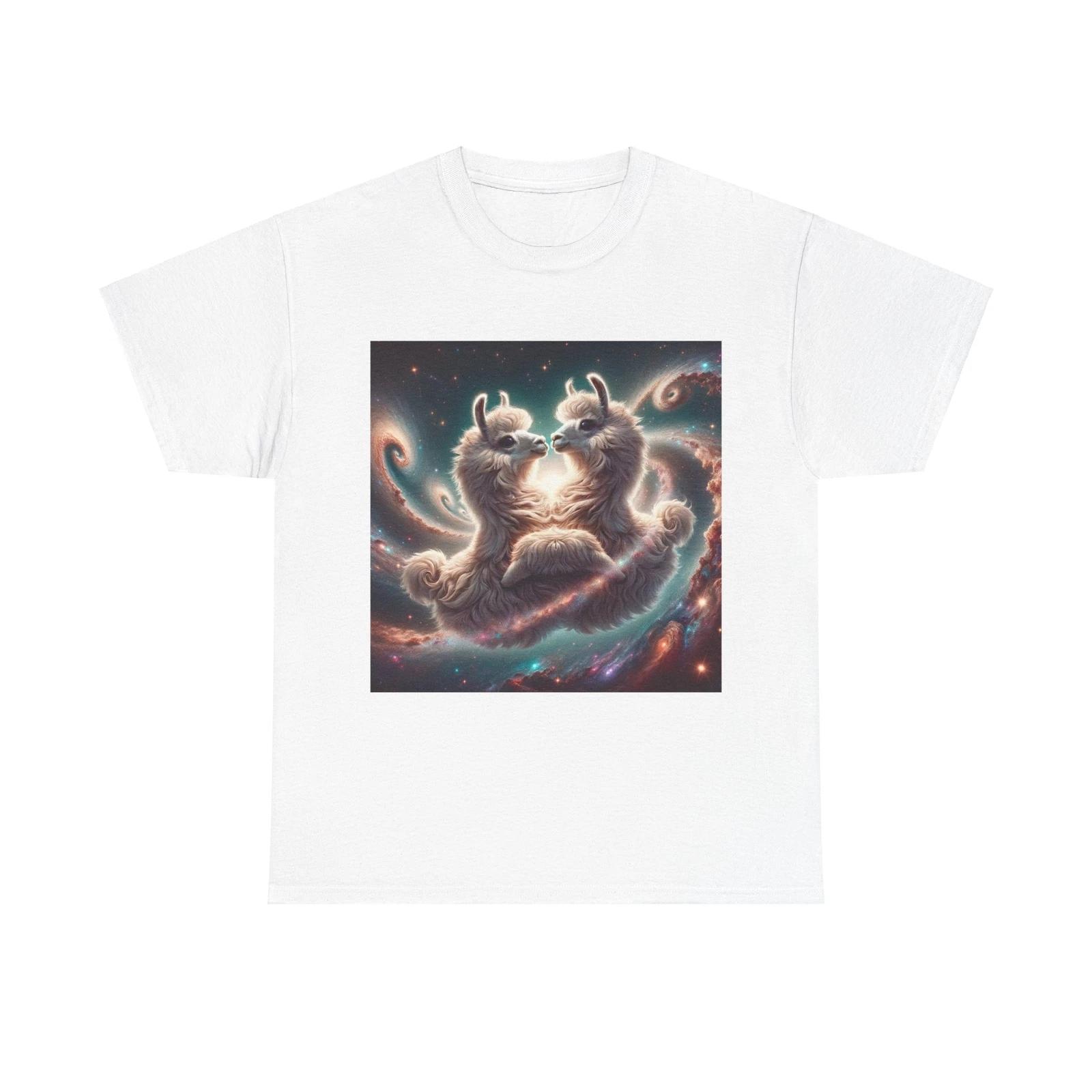 Unisex Adult T Shirt Llamas In Love Space Dance Art L