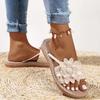 Women's Flower Flat Flip Flops, Boho Style Braided Band Open Toe Shoes, Casual Non Slip Slides