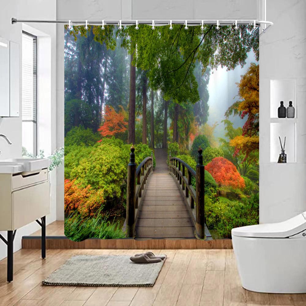 

Outdoor Garden Shower Curtain Street Architecture Botanical Floral Vintage Old Fashioned Door Rustic Scene Hippie Bathroom Decor W60H190(CM)-1 Pcs