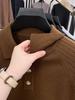 Solid Color Long Sleeve Polo Collar Wool Sweater