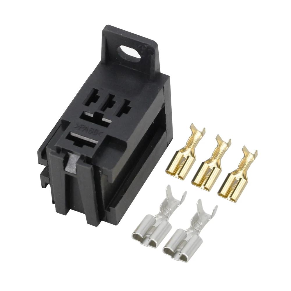 1 Set Automobile Violet Relay Socket with Terminal 12V/24V/30A Changeover Contact Modified Nylon Flame Retardant Relays 5