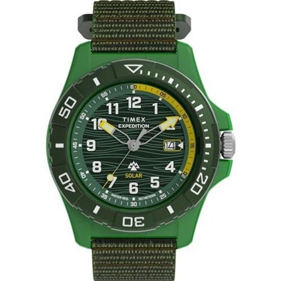 TIMEX Expedition Freedive Solar Uhr Batterie 5 ATM Wasserdichtigkeit Mineralglas Grünes Zifferblatt TW2Y61400 Herren