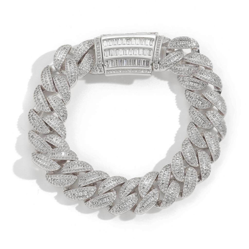 Hip Hop Bracelet 15mm Mixed Set T Square Zircon Cuban Chain Men's Niche Bracelet