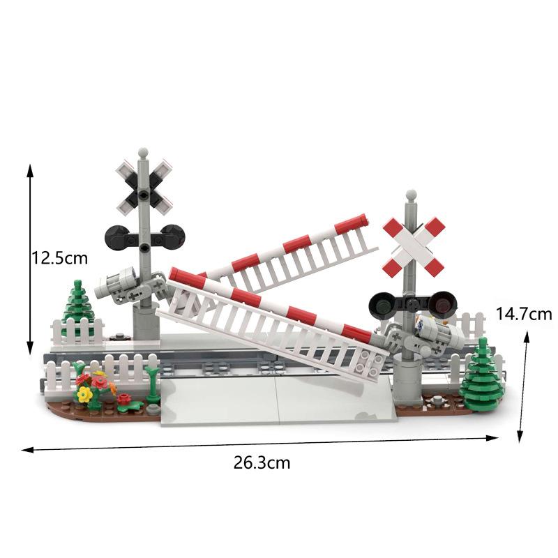 MOC Creative Expert Idéer City Tåg Rälsöverfart Järnvägsexpress Klossar Byggklossar DIY Leksaker för barn presenter
