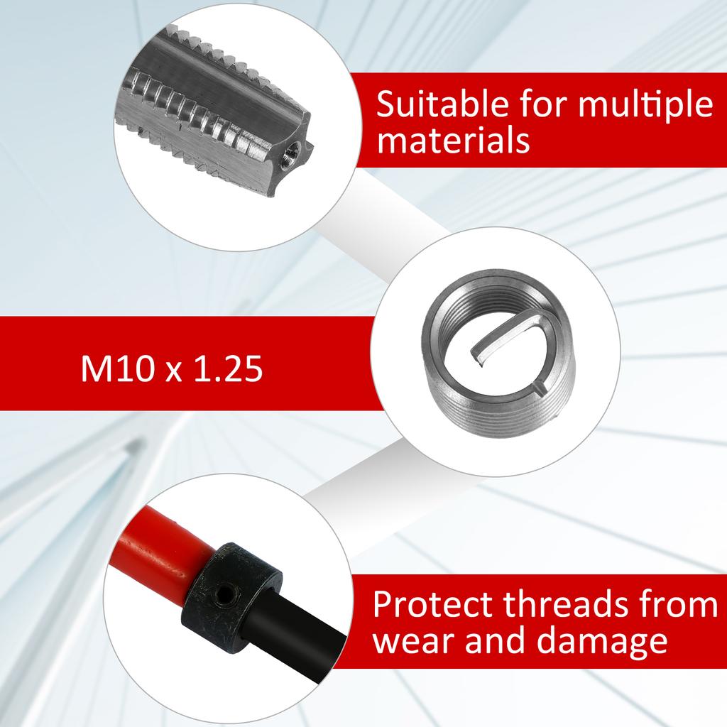 15pcs Professional Thread Repair Kit M10 X 1.0mm High Speed Steel Helicoil Thread Repair Kit Portable Drill Thread Restorer