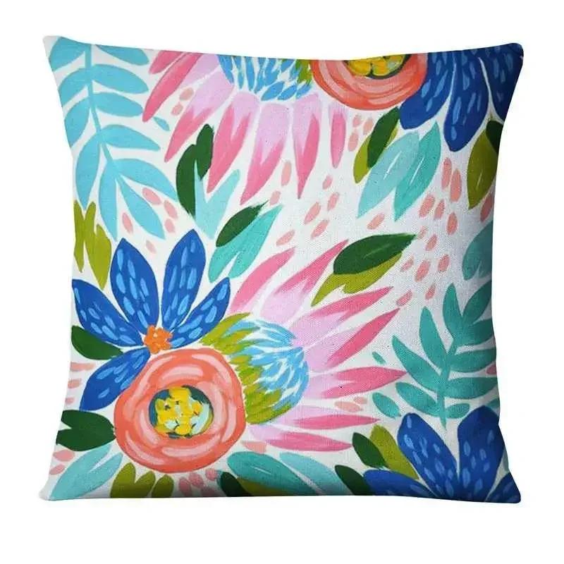 Home Pillow Decoration Watercolor Flowers Painting Print Pillowcase Home Decor Sofa Pillow Decorations Cushions Cover 45X45Cm