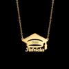 Atoztide Personalized Custom Name Necklace for Women Stainless Steel  Bachelor's Hat Pendant Cuban Chain Graduation Jewelry Gift