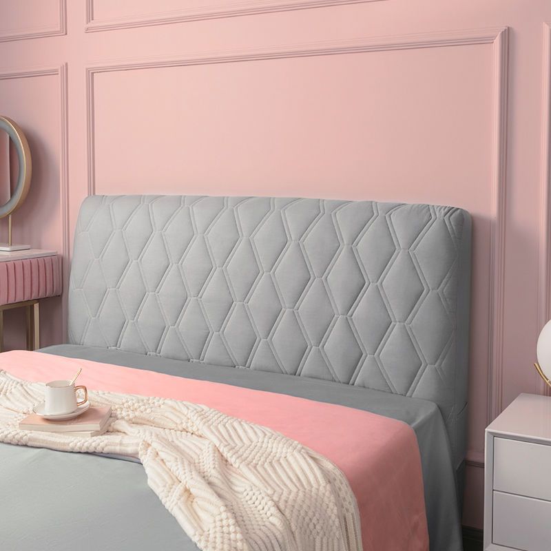 All-inclusive Super Soft Smooth Quilted Head Cover Thicken Velvet Headboard Cover Solid Color Bed Back Dust Protector Cover