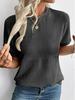 2026 European & American Women's Summer Casual Solid Color Round Neck Short Sleeve Loose T-shirt