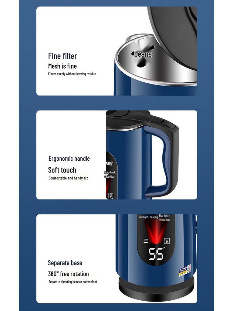 Positive Hemisphere Stainless Steel Electric Kettle with Auto Shut-Off