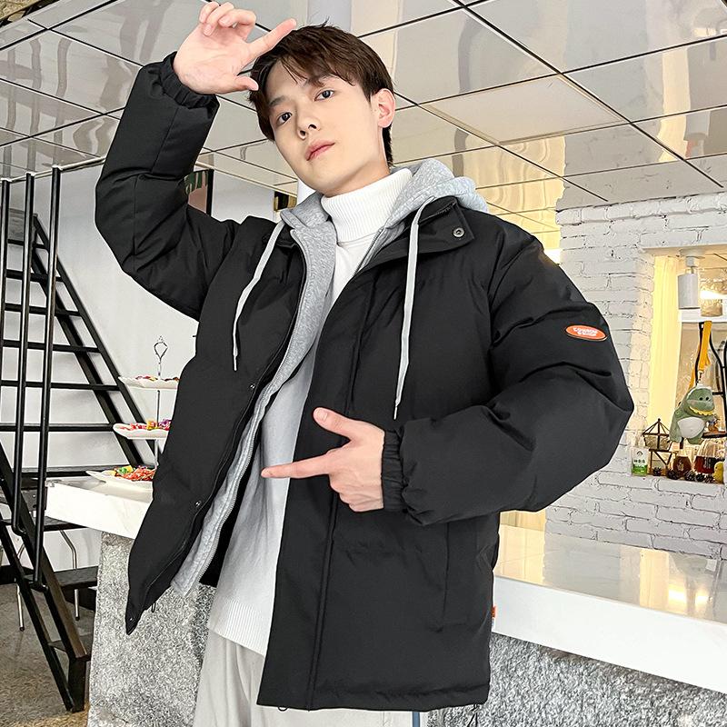  Men's Loose Casual Cotton Jacket Solid Color Short     Winter Warm Coat