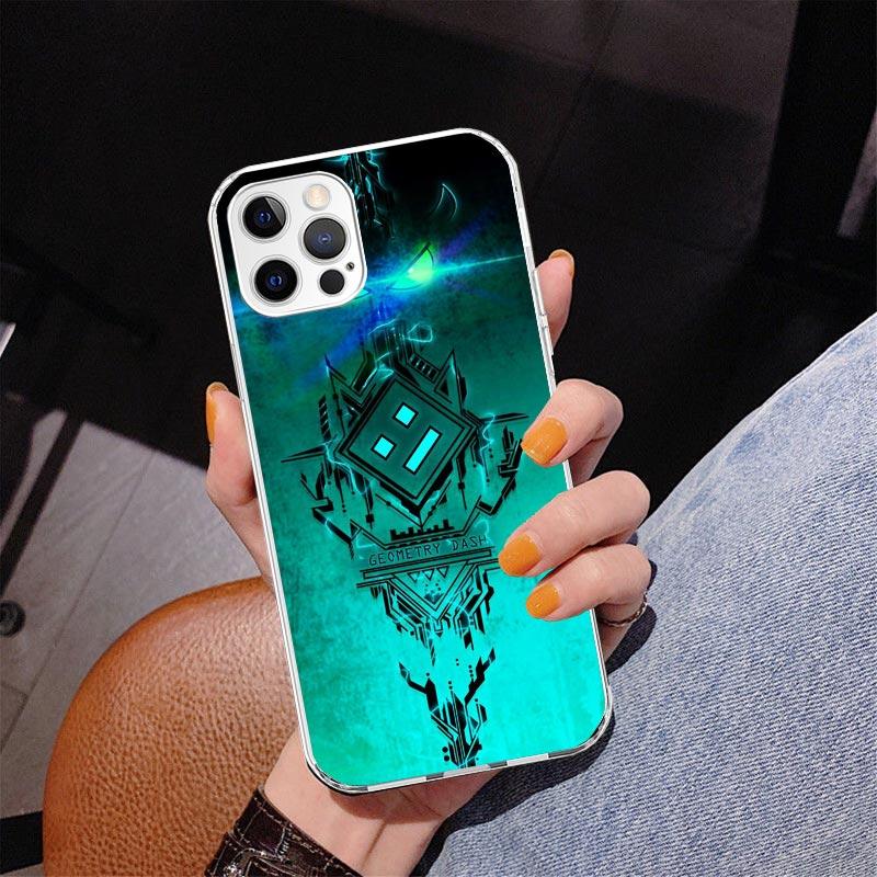 Capa de Celular Jogo Geometry Dash Para iPhone 17 Air 16 Pro Max 16E 15 + 14 Plus 11 12 13 Mini 7 8 SE Capa com Impressão de Presente Fundas 16 Pro
