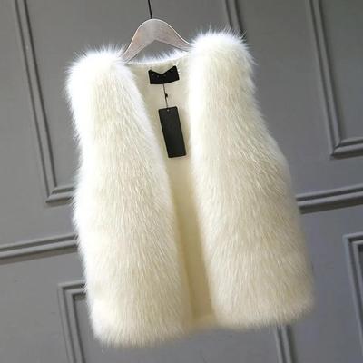 Women's Fur Vest Female Vest Autumn Winter Faux Fox Fur Jackets Plus Size Thickened Warm Outerwear Sleeveless Top