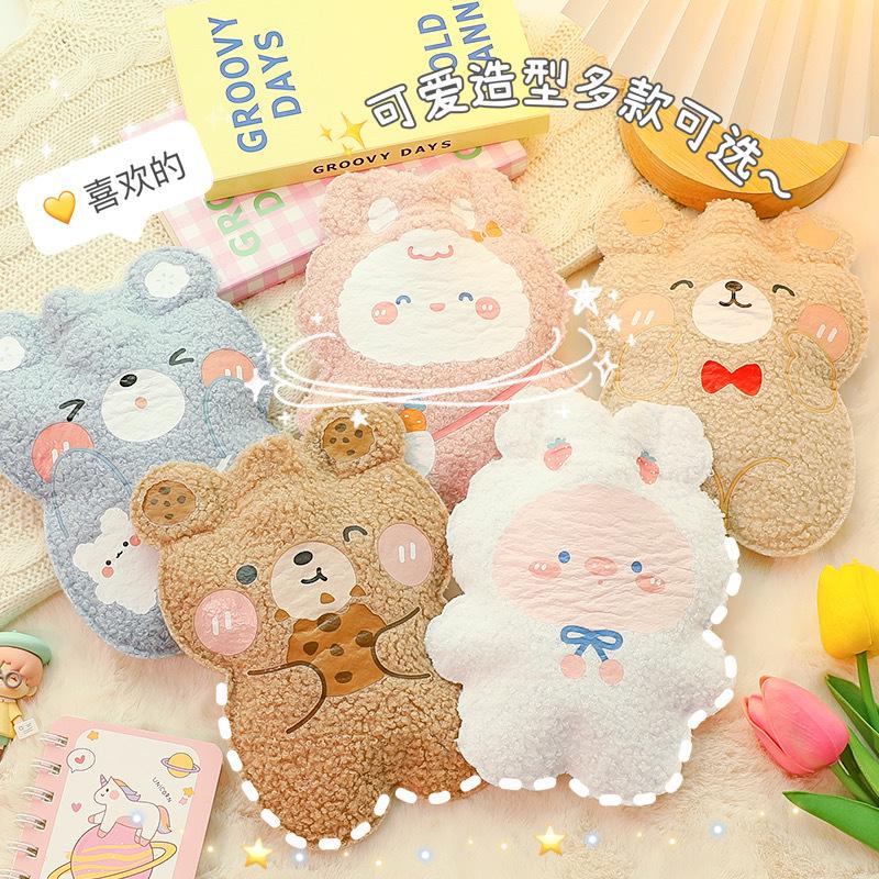 Winter Teddy Cartoon Bear-Shaped Plush Hot Water Bag - Small, Portable Hand Warmer for Students