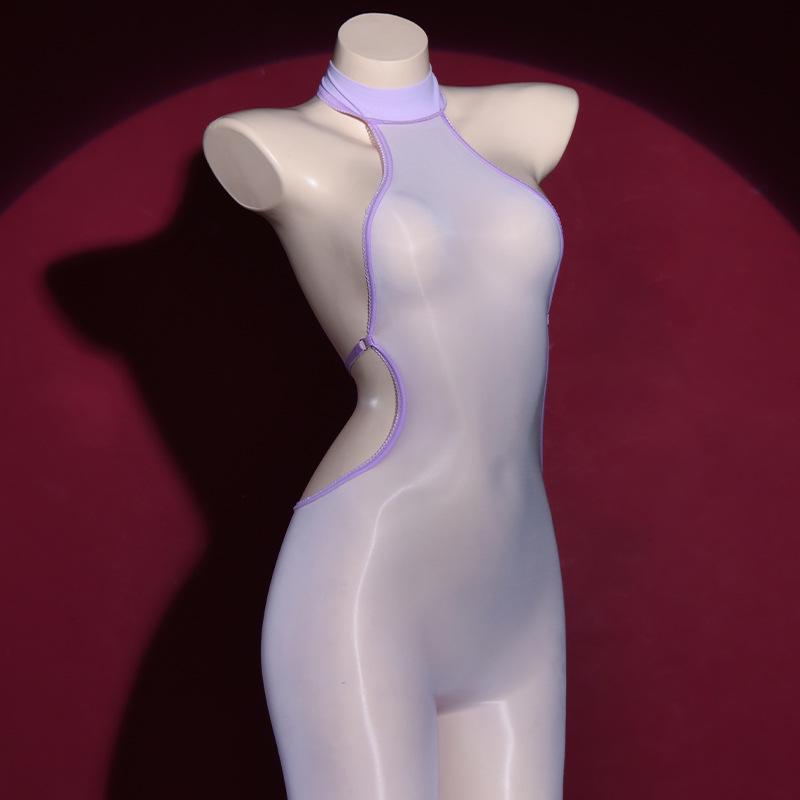 "6D Super Shiny Horse Oil Stockings Open Crotch Backless Jumpsuit – Sexy, Tight, Alluring Full-Body Wrap"