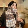 Plaid Scarf Women's Winter New Korean Version of Qiandongge Shawl Imitation Cashmere Warm Fringed Scarf Thickened Tide