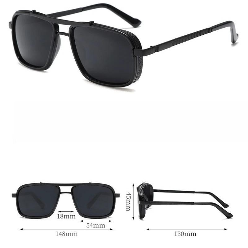 New Fashion Tac Sunglasses Retro Square Punk Metal Sunglasses Outdoor Driving Travel Uv400 Eye Protection Glasses