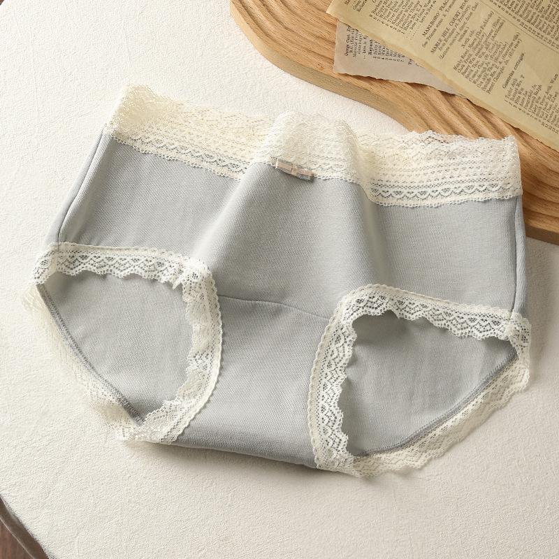 

Женские трусики из чистого хлопка средней посадки с антибактериальной удлиненной ластовицей и сексуальной кружевной отделкой Medium