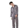 Temperament satin couple pajamas autumn new high-end striped loungewear men's thin loose pajamas