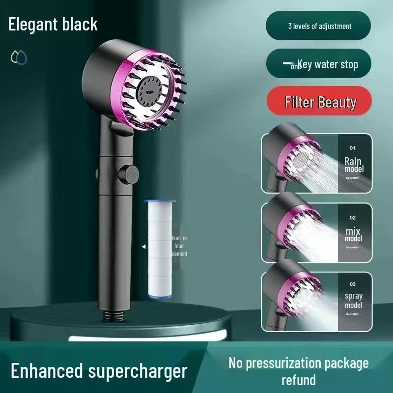 Ultra-Strong Supercharged Massage Shower Head Set with Filter & Hose