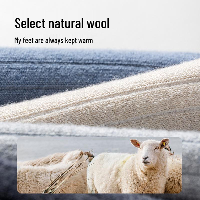 Boys' Cashmere Wool Socks - Dirt-Resistant, Warm, Seamless, Mid-Calf, Thickened for Autumn/Winter Sports and Students
